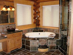 Hand Crafted Custom Log Home Bath